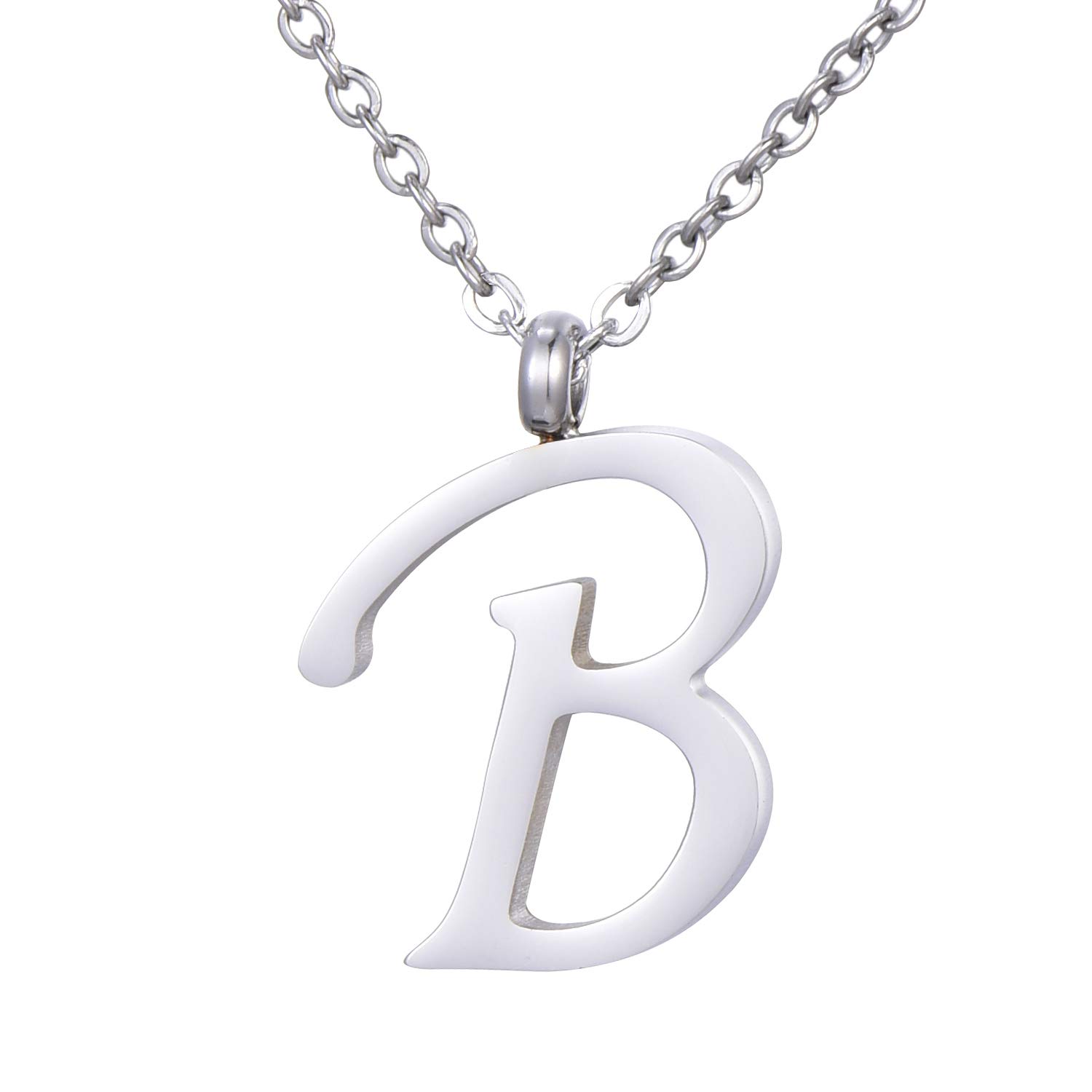 Morella Women's Stainless Steel Necklace Silver with Pendant Letter B