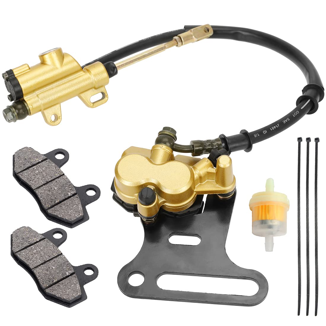 Photo 1 of FVRITO 12mm Rear Disc Hydraulic Brake Master Cylinder Caliper Assembly Pad for 70cc 90cc 110cc 125cc 140cc 150cc SSR apollo Taotao Coolster Roketa SDG 107 Pitster Pro Atomik Sikk Chinese Pit Dirt Bike