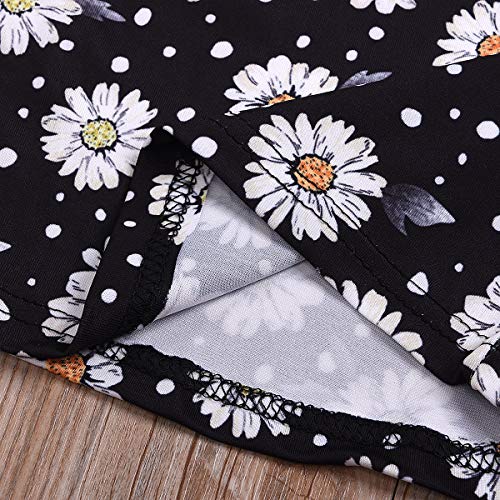 Toddler Baby Girl Sumflower Outfits Flare Sleeve Shirts Top + Bows Waistband Shorts Pants Summer Clothes Set (Sunflower, 1-2 Years)
