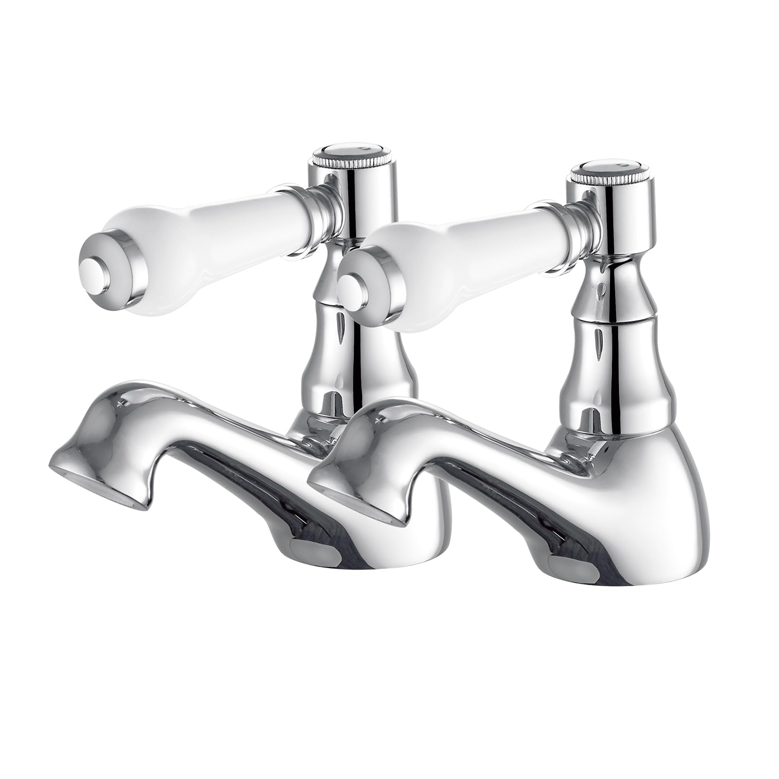 Basin Taps Pair, HEXMIXER Victorian Chrome Bathroom Sink Taps, 1/4 Turn Brass Traditional Basin Pillar Taps G1/2 UK Standard Install Size 154CR — image 1