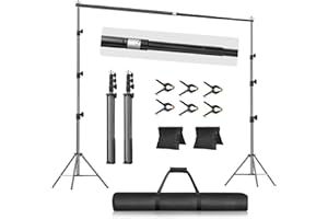 EMART 10x10FT Backdrop Stand, Photo Studio Back Drop Adjustable Stand with 6 Backdrop Clamps,2 Sandbags and Carry Bag,Heavy Duty Background Support System Kit for Photography,Parties,Wedding,Video