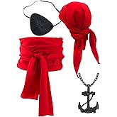 RKZVPN Pirate Cosplay Costume Women Men Pirate Head Scarf Hat Accessories Pirate Sash Belt Pirate Bandana Headband Waist Belt
