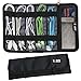 BUBM Travel Cable Organizer, Electronic Accessories Bag Roll up Management for Cord, Plug, USB Flash Drive, Earphone and More, Lightweight and Compact, Black