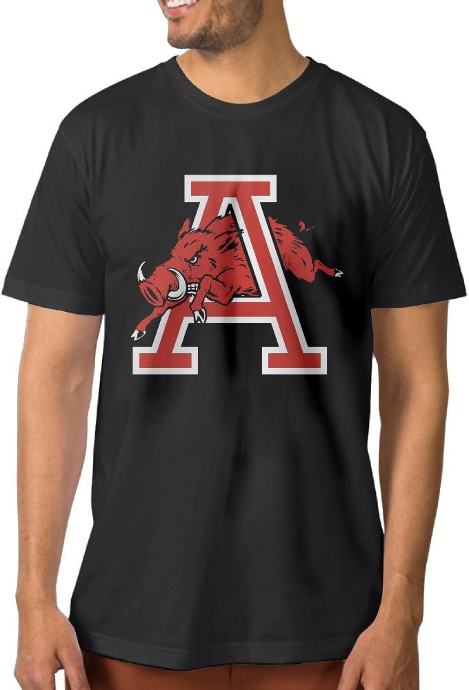 McBr Men's T-Shirt - Vintage University Of Arkansas UARK UA Razorbacks A Logo Black