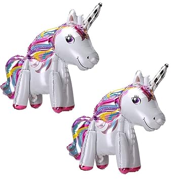 Tumao 3D Einhorn Ballons, 2 Stück Folienballon Einhorn Unicorn Luftballons Rosa Deko, für Geburtstagsfeier Baby Dusche Dekora