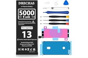 DRECHAS [5000mAh]Battery for iPhone 13, 2023 New Upgraded High Capacity 0 Cycle Li-Polymer Replacement Battery for iPhone 13 Models A2482, A2631, A2633, A2634, A2635 with Complete Professional Repair Tool Kit