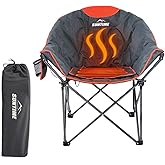 OUTDOOR LIVING SUNTIME Oversized Heated Camping Chair,3 Heat Levels, Portable Folding Lawn Chairs for Adults Outdoor Sports Support 400 LBS，Padded Moon Leisure Chair for Camping,Battery Not Included