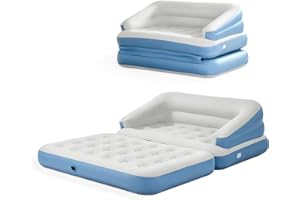 TXZ outdoor Full Size Air Mattress for Inflatable-Portable Blow Up Mattress Sofa Bed with Flocked top-Double Air Couch for Tent Camping(Lake Blue)