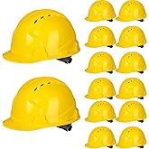 Leumoi 14 Pieces 4 Pt. Suspension Hard Hat Bulk Safety Helmets ABS Construction Hardhats Adjustable Ratchet Hard Hats with Vents and Cotton Brow Pad for Men Work Head Protection Supplies