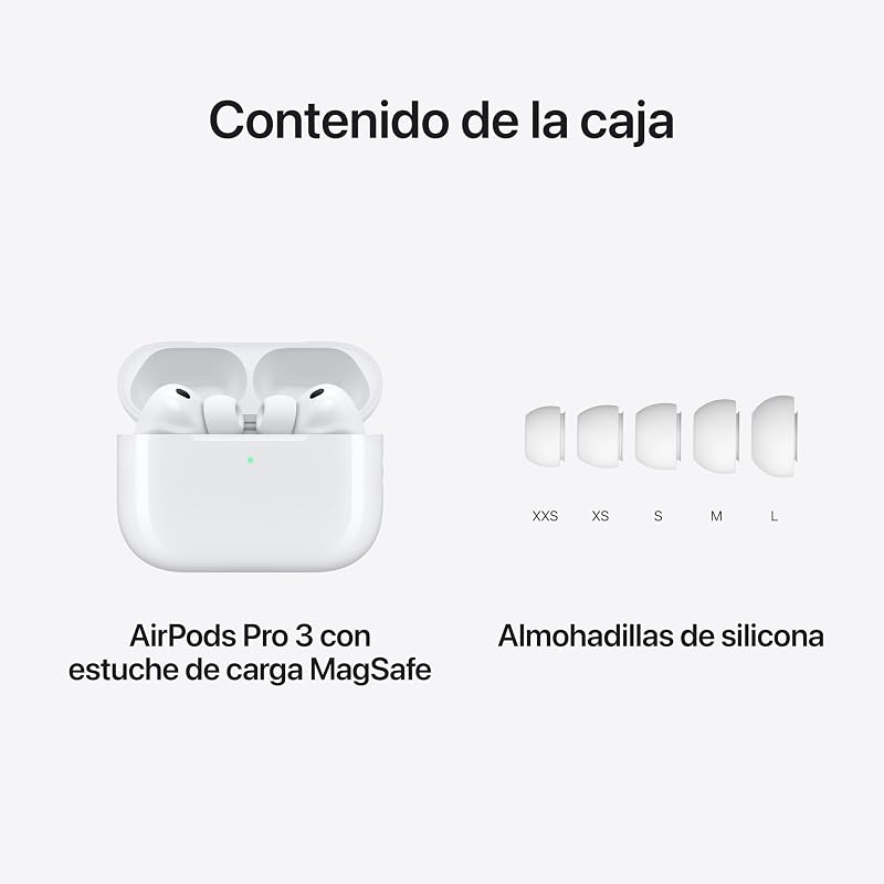 AirPods Pro 3 Auriculares inalámbricos con cancelación Activa de Ruido, medición de frecuencia Cardiaca, Auriculares Bluetooth, Audio Espacial, Sonido de Alta fidelidad y Carga por USB-C