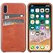 iPulse Apple iPhone X Leather Case [Dallas Series] Full Grain Leather Snap On Card Holder Case - [Ultra Slim] [Hard Back Cover] [Sensitive Buttons] - Saddle Brown