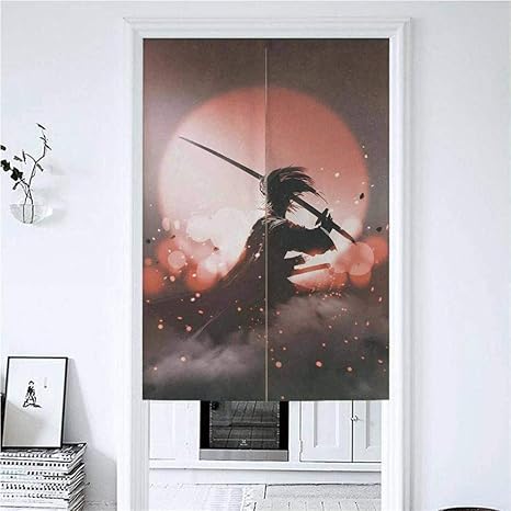 Amazon のれん 遮音 70x1cm 曇りの日没の背景死の概念から解放練習サムライの反射 和風 おしゃれ 北欧 暖簾 間仕切り 玄関 年中使用 暖簾麻風キチンリビングロングカーテン 暖簾 素材 のれん 電車 暖簾 イラスト 無料 のれん オンライン通販