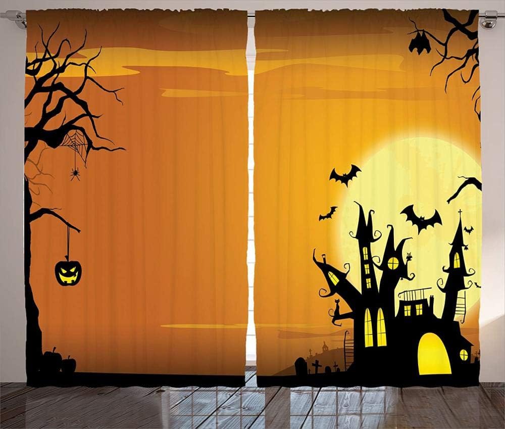 chinawh Cortinas Opacas Dibujos Animados Halloween Calabaza Murciélago