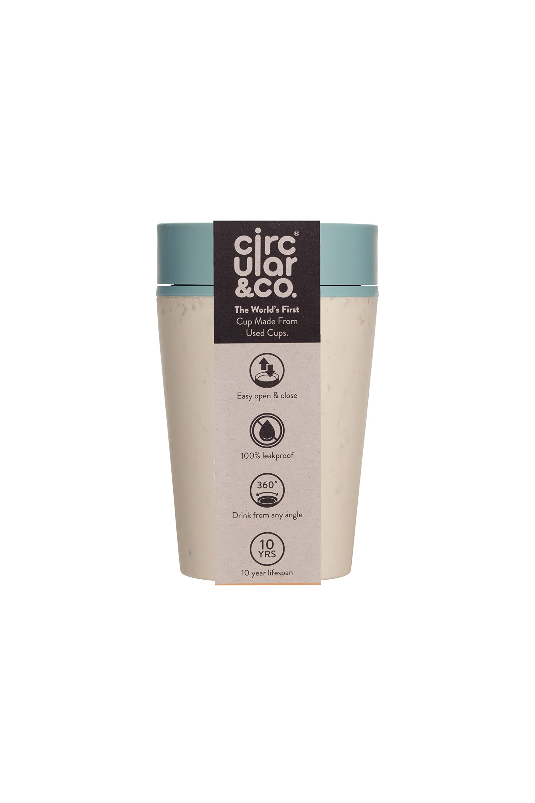 Circular and Co Mark I Model (PRE 2024) Reusable Coffee Cup 8oz/227ml - The World's First Travel Mug Made from Recycled Coffee Cups, 100% Leak-Proof (Cream & Faraway Blue)
