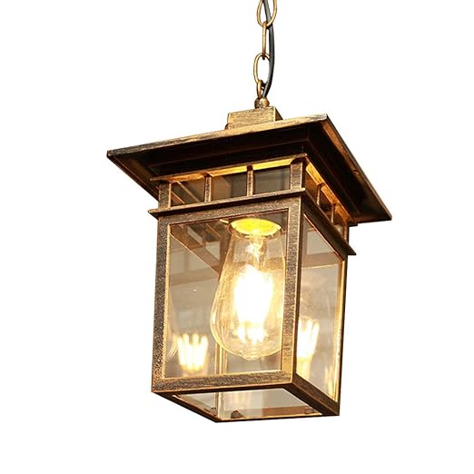 Retro Pendelleuchte E27 Innen Außen-Leuchte aus Aluminiumguss und Glas Schirm Wasserdichter IP23 Höhenverstellbar Hängeleucht
