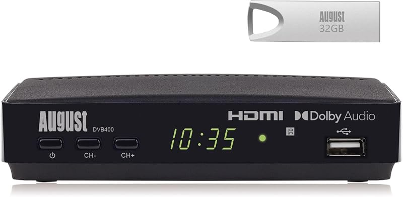 August DVB400 Freeview HD Recorder Set-Top Box 1080p HDMI USB Record Timeshift
