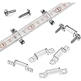 MMSD 100 Pack LED Strip Light Mounting Brackets LED Strip Light Holder LED Tape Hook Rigid Clips with 202 Screws Suit for 12mm Wide IP67/68 Waterproof Strip Lights