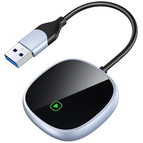 Wireless Carplay Adapter for iPhone, Convert Wired to Wireless Apple CarPlay Adapter,Easy Plug and Play Setup,Low Latency,Auto Connect,Compatible with iOS 10+ & Cars with Built-in CarPlay (Silver)