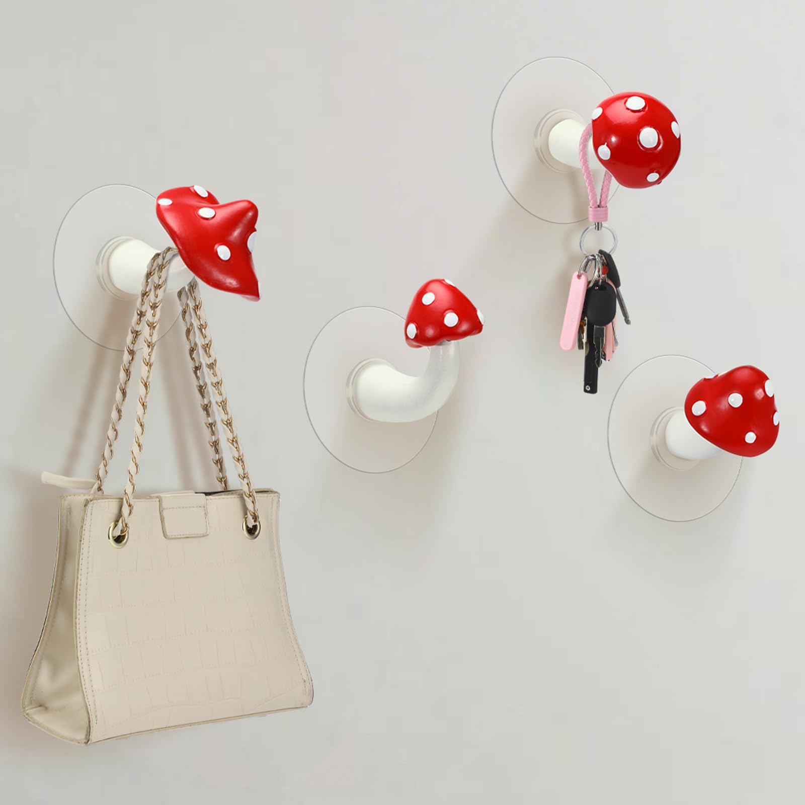 Photo 1 of Chunful 4 Set Mushroom Wall Hook Unique Cute Bohemian Mushroom Wall Decor Funky Adhesive Hanging Hooks Furniture Room Decor for Coat, Towel Bag, Kitchen, Bathroom, Bedroom