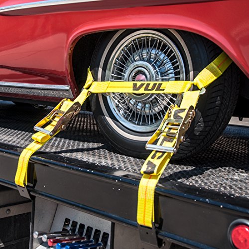 Vulcan Classic Yellow Flat Bed Side Rail Auto Tie Down w/ Flat Hooks