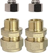 Reeds 15mm Compression 3/8" BSP Male Iron Straight Fitting Brass WRAS Pair view 3