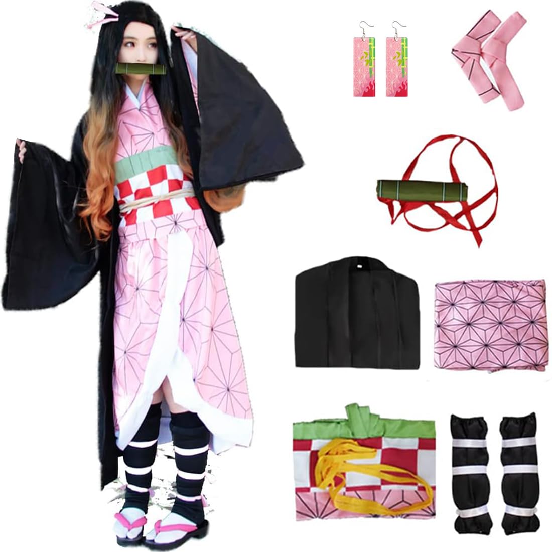 Photo 1 of IOPBOT Kimonos Cosplay Costumes Adult Women Girls Anime Japanese Kimono Robe Halloween Outfit with Accessories (S,PINK)