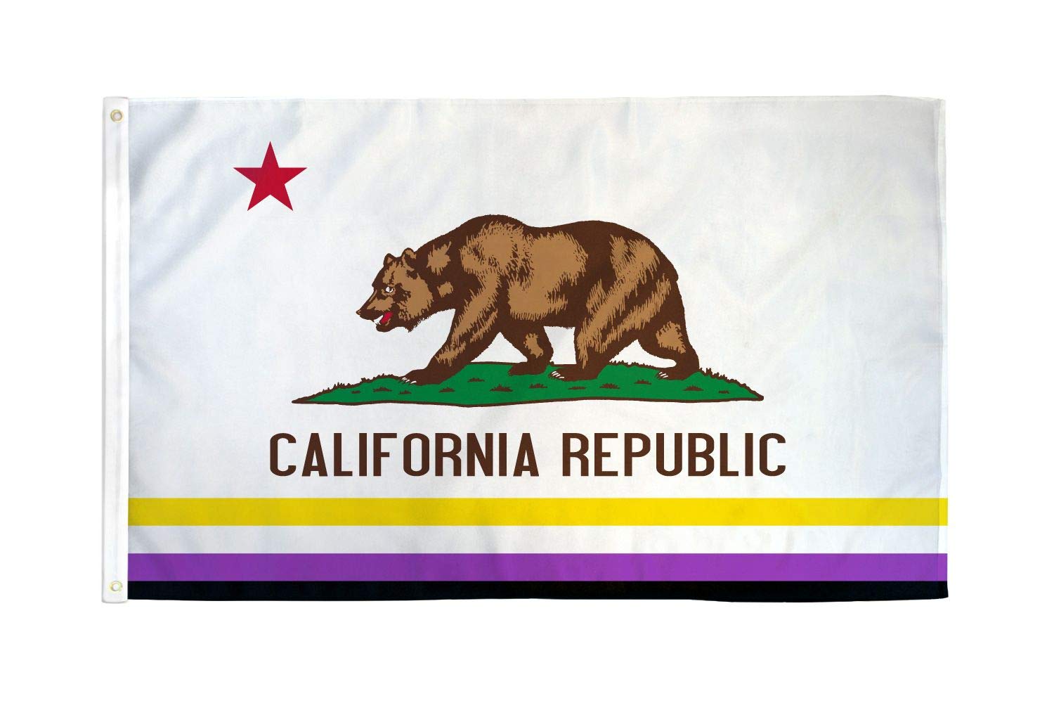AZ FLAG - California Non-Binary Flag - 3x5 Ft - 100D Polyester Nonbinary Californian Pride Banner with Two Metal Grommets - Fade Resistant - Vivid Colors - 3' x 5' Feet - 150x90 Cm — image 1