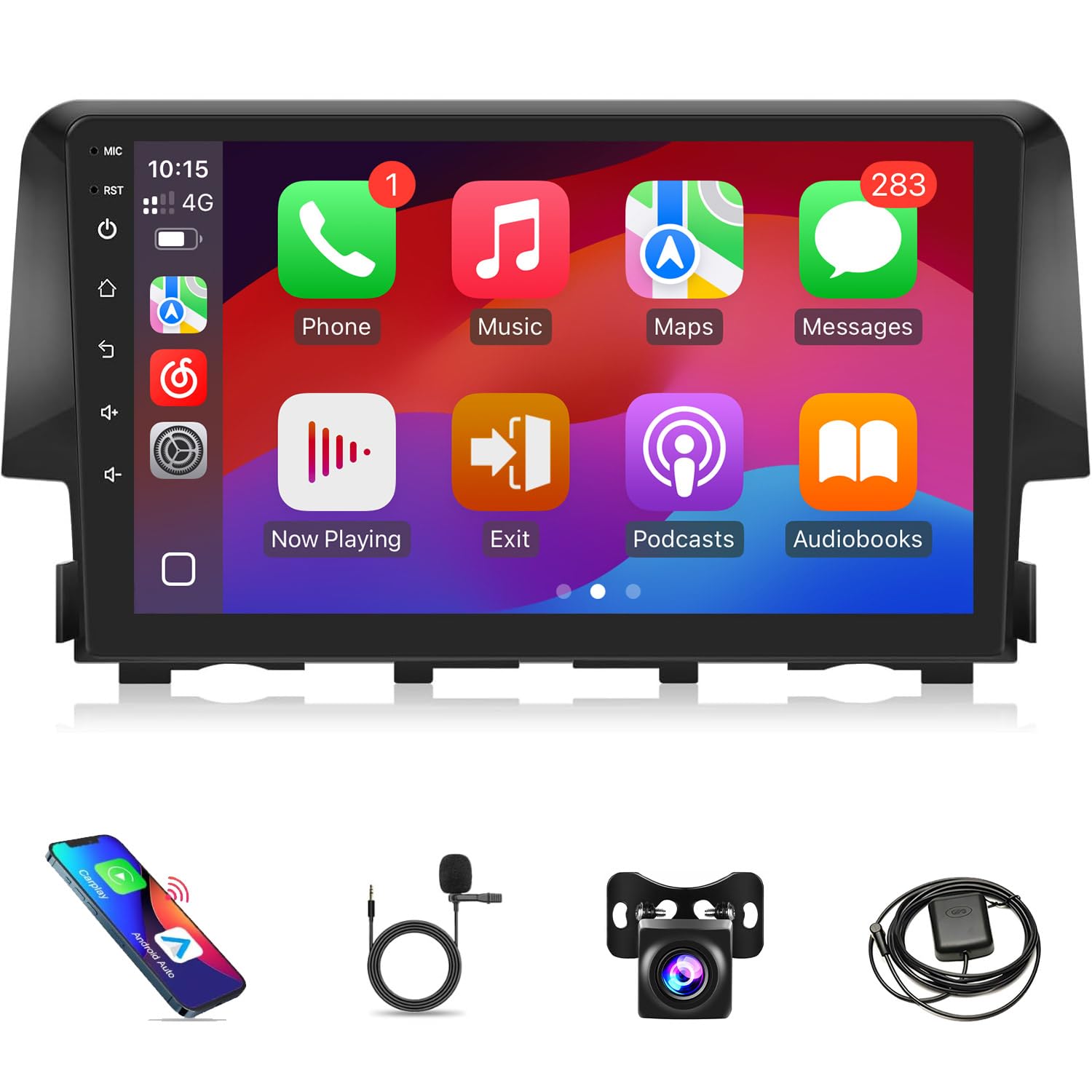 Photo 1 of Leadfan Car Play Radio for Honda Civic 2016 2017 2018 2019 2020 2021 Car Stereo Apple Carplay & Android Auto, 9" IPS Touchscreen for Civic GPS Navigation WiFi BT FM/RDS Receiver Rear Camera (Fit JBL)