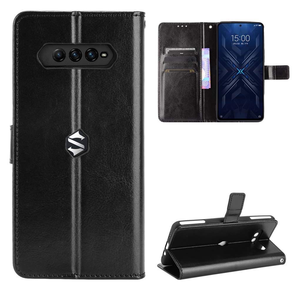 BellaCase Xiaomi Black Shark 4/4 Pro Case [Wallet Case] [Kickstand] [Card Slots] [Magnetic Flip Cover] Compatible with Xiaomi Black Shark 4/4 Pro Smartphone(Black)