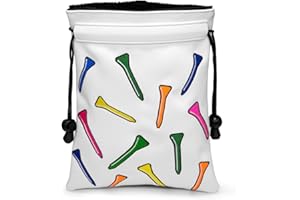 montela golf Valuables Pouch,Golf Bag Pouch with Drawstrings Golf Tee Bag Leather Golf Tee Pouchs for Men Women (Colorful Tee