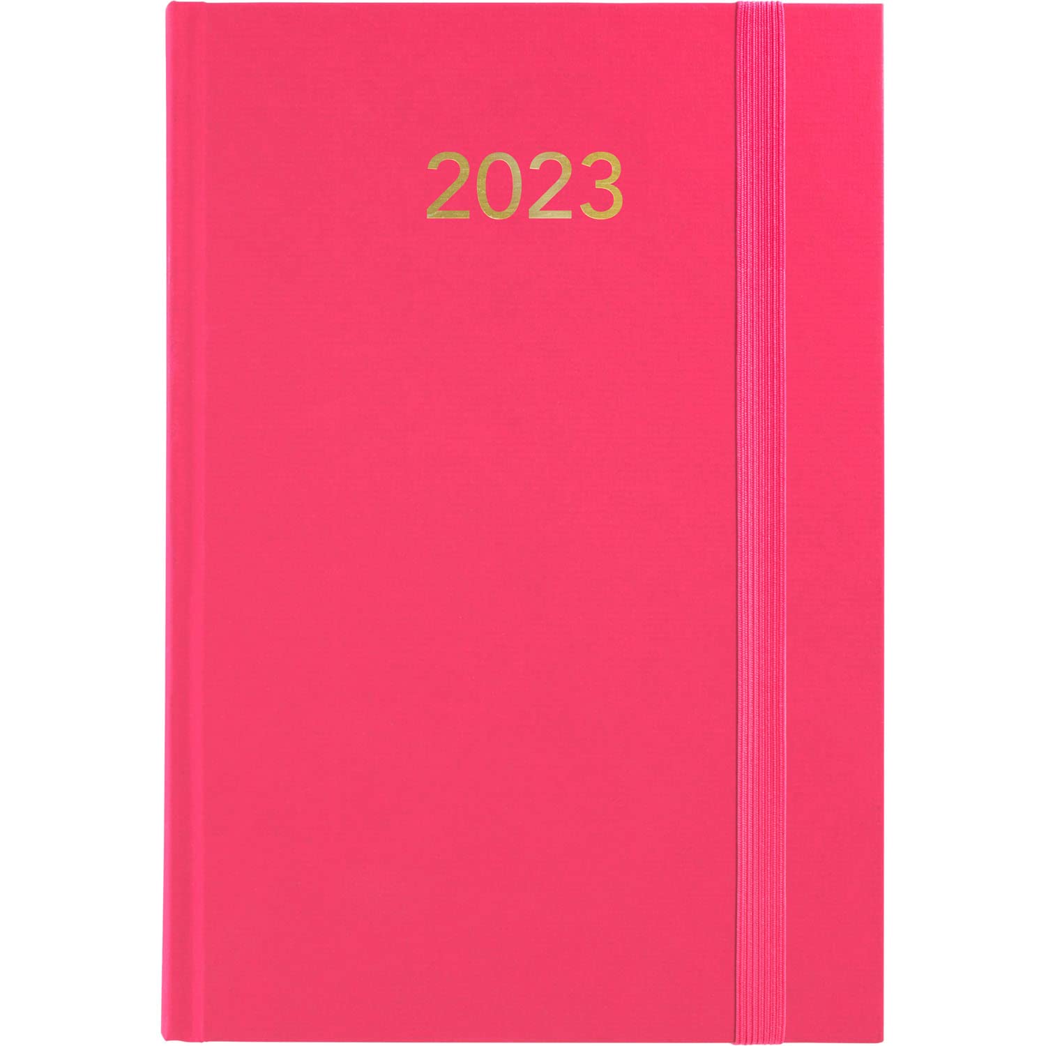 Grafoplás 70304353. Annual Planner 2023, Day Page, Pink, Vinyl Padded Covers, With Rubber Vertical Closure and Reading Point, Florence Series, 14.5 x 21 cm