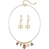 CLASSYZINT Christmas Jewelry Sets for Women Christmas Gift Sets Necklace with Earrings Deer Carriage Snowflake Tree Charms