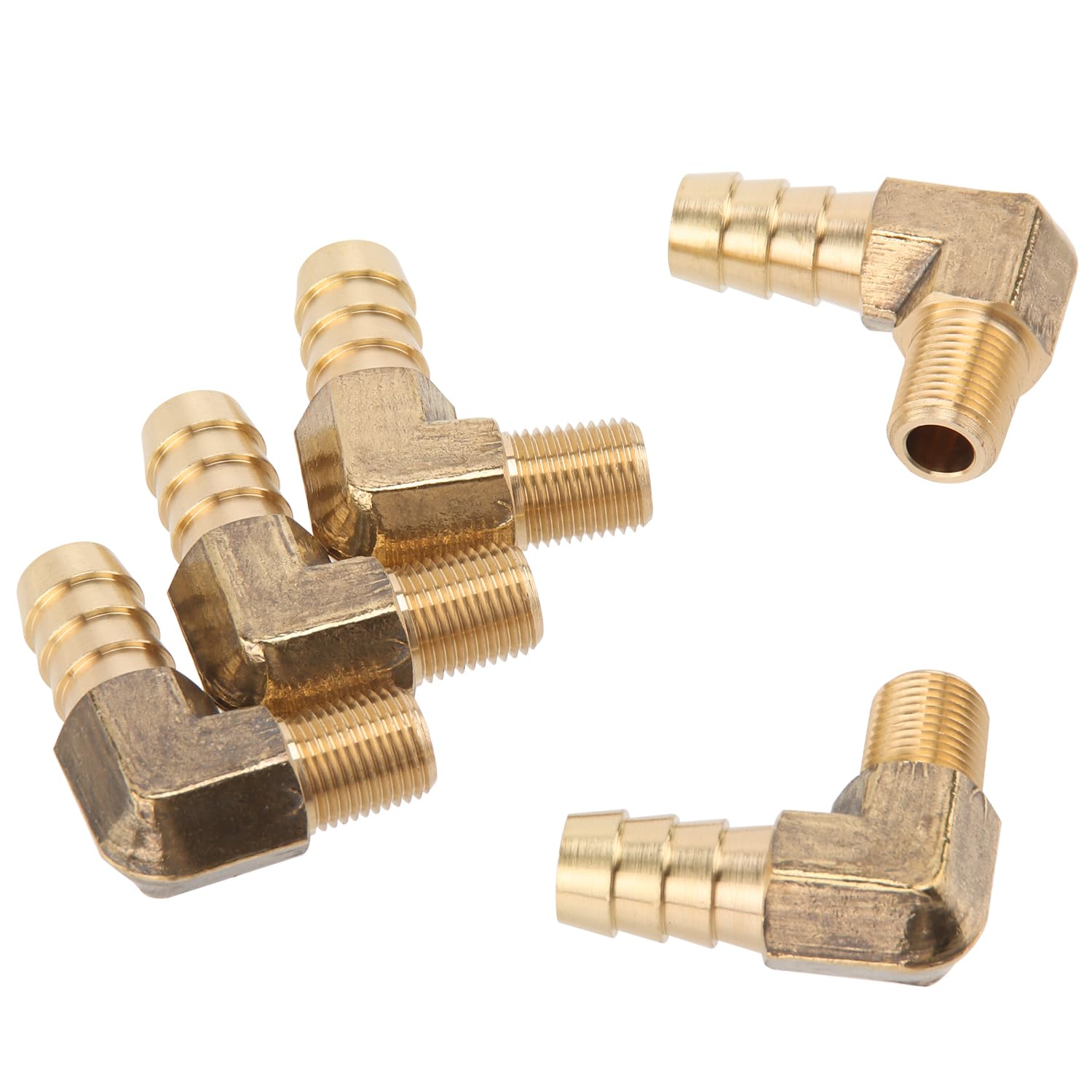 LTWFITTING 90 Deg Elbow Brass Barb Fitting 1/8-Inch Male BSPT x 3/8-Inch(10mm) ID Hose Fuel Boat Water (Pack of 5)