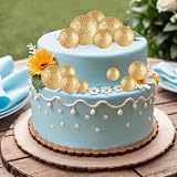 ASTARON 20 Pcs Glitter Gold Ball Cake Topper Decorations 2cm-4cm view 6