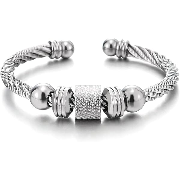 Bracelet Maille Tubulaire Doré COOLSTEELANDBEYOND - Jonc Torsadé Pour Femme, Acier Inoxydable, 21.5 Cm - 9