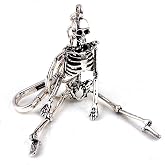 Giwotu Foldable Skeleton Pendant Key Chain Metal Alloy Skull Body Key Ring for Bag Backpack Handbag Belt Loop Car Keyring