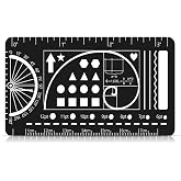 Humyoun Pocket Journal Stencil Drawing Template Ruler Bookmark, 3.5 x 2 in | Stainless Steel Conversion Protractor Golden Ratio School Drafting Equipment for Students Bible Journaling Sketching Notes