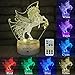 INSONJOHY Kids Night Lights Bedside Lamp 7 Colors Change Remote Control Timer 3D Night Light Kids Optical Illusion Lamps Kids Lamp As a Gift Ideas Boys Girls (Unicorn)