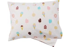 ZPECC Toddler Pillow with Pillowcase - 13 x 18 Organic Pillows for Sleeping, Soft Breathable Small Kids Pillow for Crib, Toddler Bed, Travel, Ice Cream (Intended for Age 2 and up)