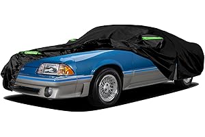 Waterproof Car Covers Replace for 1979-1993 Ford Mustang, 6 Layers All Weather Car Cover with Zipper Door & Windproof Bands f