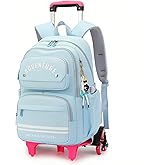 ETAISHOW Rolling Backpack for Girls Kids Backpack with Wheels Roller Bookbag Trolley School Bag Wheeled Bag