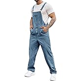 Runcati Men's Denim Bib Overall Jean Romper Trousers Adjustable Strap Workwear Slim Fit Jumpsuit
