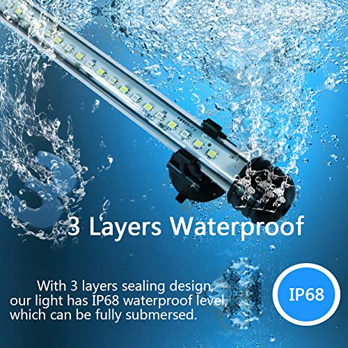 MingDak Submersible LED Aquarium Light,Fish Tank Light with Timer Auto On/Off, White & Blue LED Light bar Stick for Fish Tank, 3 Light Modes Dimmable,11W,18.5 Inch - Thumbnail 3