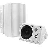 STUDIOFINIX 6.5 Inches Indoor Outdoor Bluetooth Speakers Waterproof Wired Wall Mount Active Speakers 400 Watt for Patio Garage,Deck,Backyard (White)