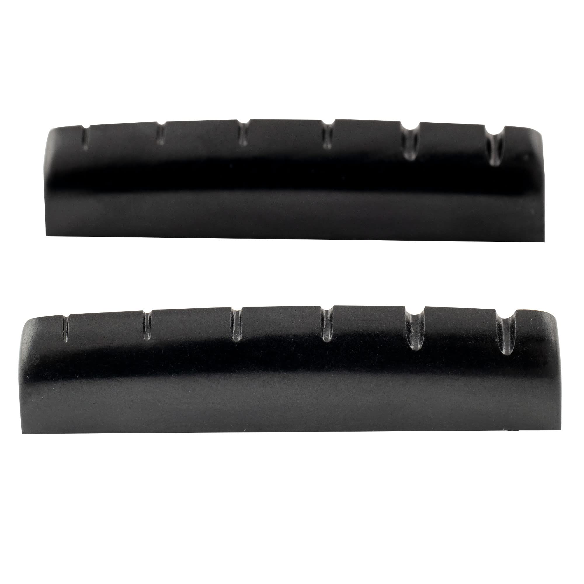 Musiclily Pro Urea Resin Plastic Slotted 43mm LP Style Guitar Nuts Flat Bottom for 6 String Les Paul or Acoustic Guitar, Black(Set of 2)
