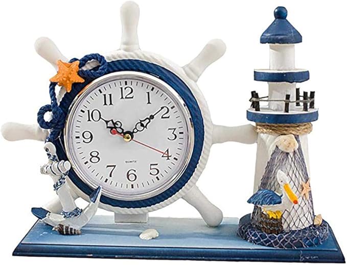 NOBLJX Lighthouse Mantle Clocks Ocean Nautical Clock Decor for Living