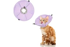 Pawfun Cat Cone Collar Soft, Adjustable Elizabethan Collar for Cats to Stop Licking, Comfortable Lightweight Kitten Cone for Wound Healing and Surgery Recovery,Purple M