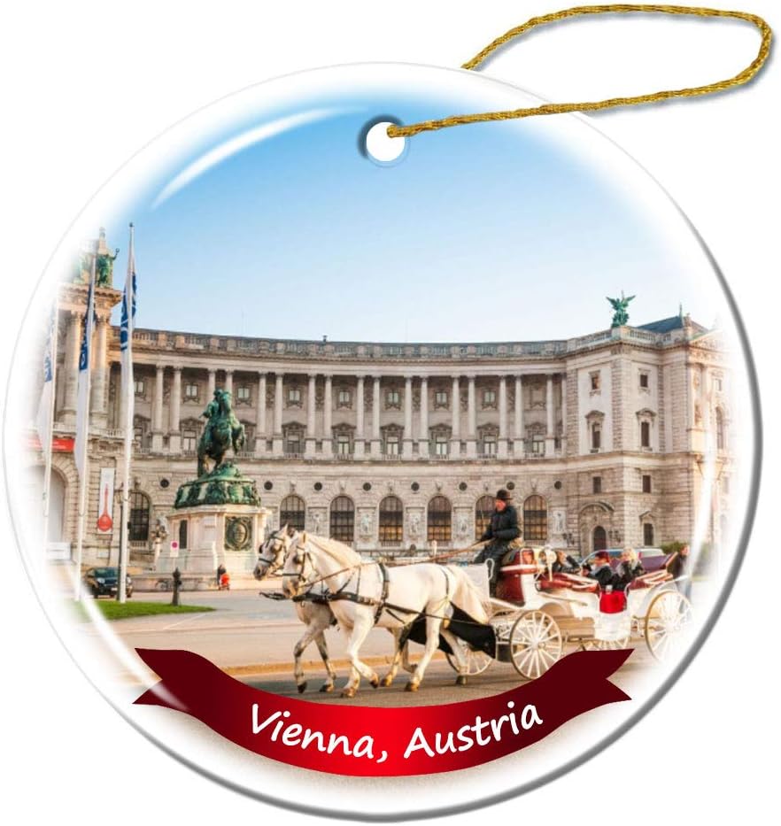 Fhdang Decor Vienna Austria Christmas Ornament Porcelain Double-Sided Ceramic Ornament,3 Inches