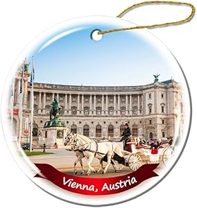 Fhdang Decor Vienna Austria Christmas Ornament Porcelain Double-Sided Ceramic Ornament,3 Inches