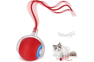 Interactive Cat Toy Ball, Silicone Rolling Ball with Tail, Cat Toys for Indoor Cats, Kitten & Puppy Automatic Randomized Moti